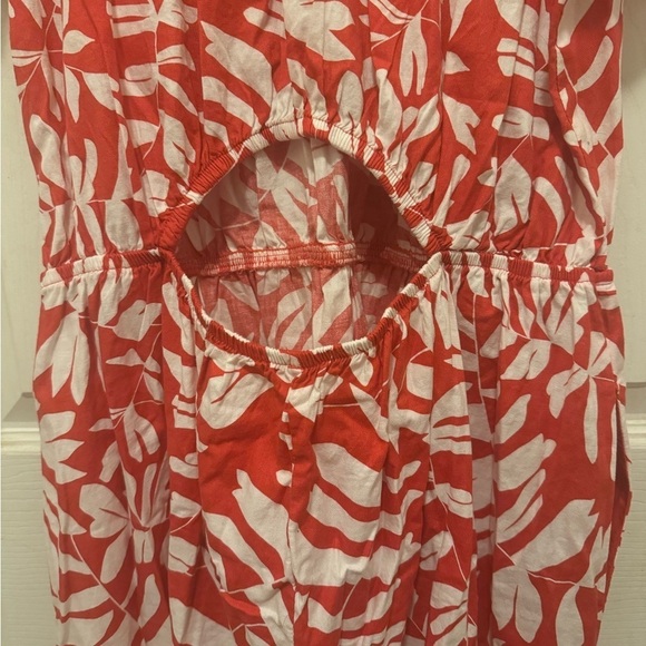 NWT 100%Cotton Coral and White Maxi Dress - Picture 6 of 8